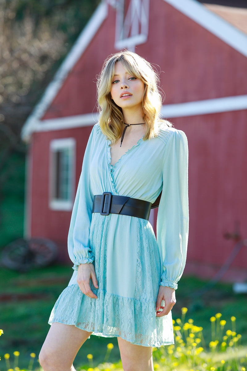 Mix lace ruffle long sleeve dress coco + jaimeson Mix lace ruffle long sleeve dress coco + jaimeson