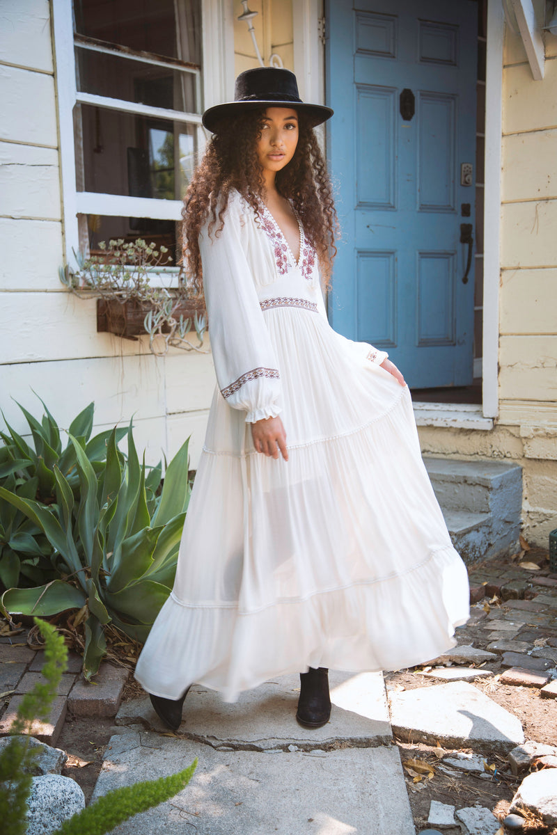 Embroidered ruffle tiered long sleeve maxi dress coco + jaimeson Embroidered ruffle tiered long sleeve maxi dress coco + jaimeson