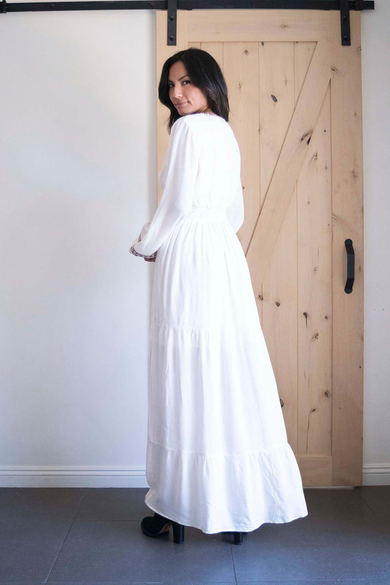 Embroidered ruffle tiered long sleeve maxi dress coco + jaimeson Embroidered ruffle tiered long sleeve maxi dress coco + jaimeson