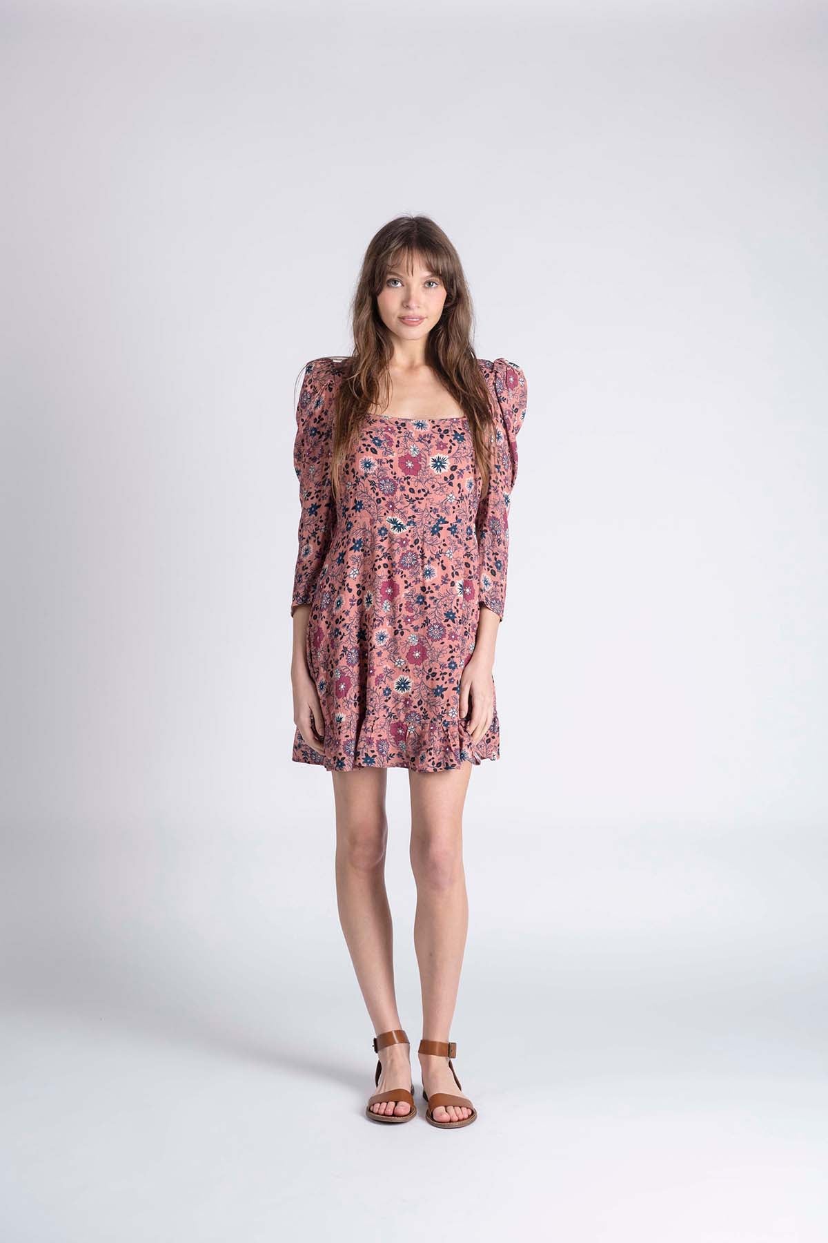 Print fit and flare puff sleeve dress coco + jaimeson Print fit and flare puff sleeve dress coco + jaimeson