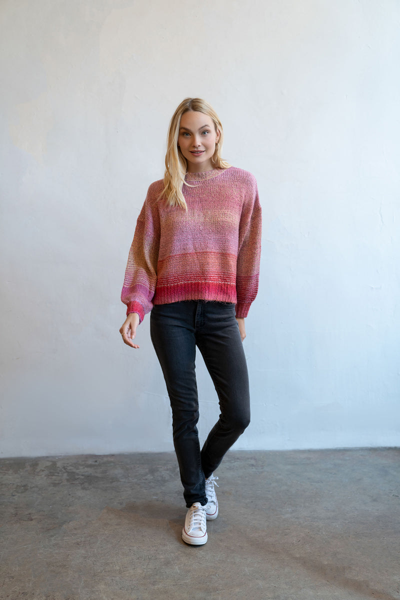 Long sleeve ombre stripe sweater