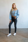 Square neck long sleeve crop sweater
