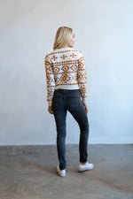 Long sleeve jacquard crop sweater