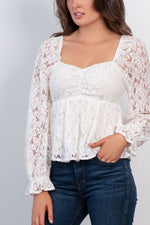 Long sleeve lace bustier blouse