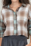 Colorblock Mix Cropped Flannel Shirt