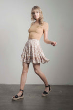 Printed ruffle skirt with smocked waist