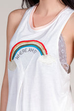 Oversized racer tank w/ embroidery